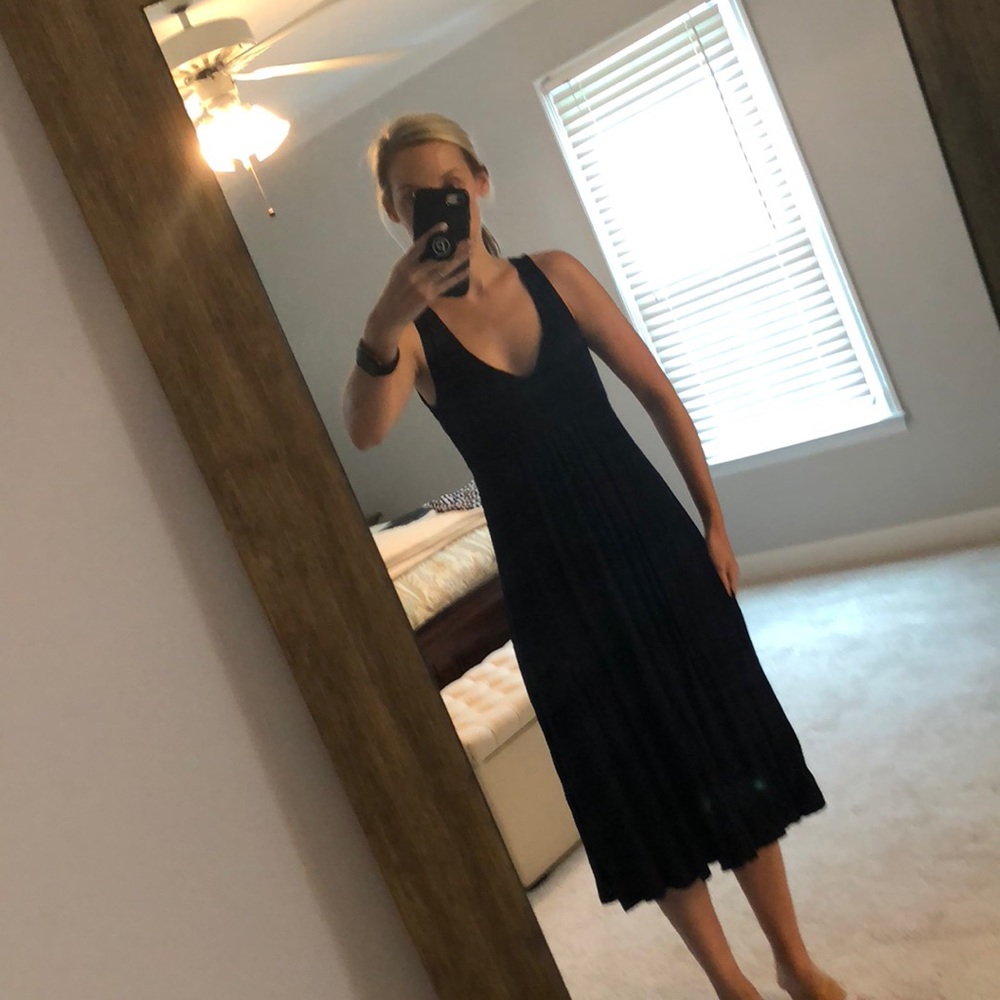 Navy cotton midi dress